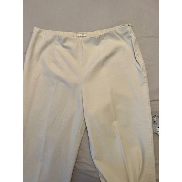 Womens Easy Spirit Stretch Pull On Beige Tan Cream Cotton Pants Size Zip Button - Picture 4 of 10